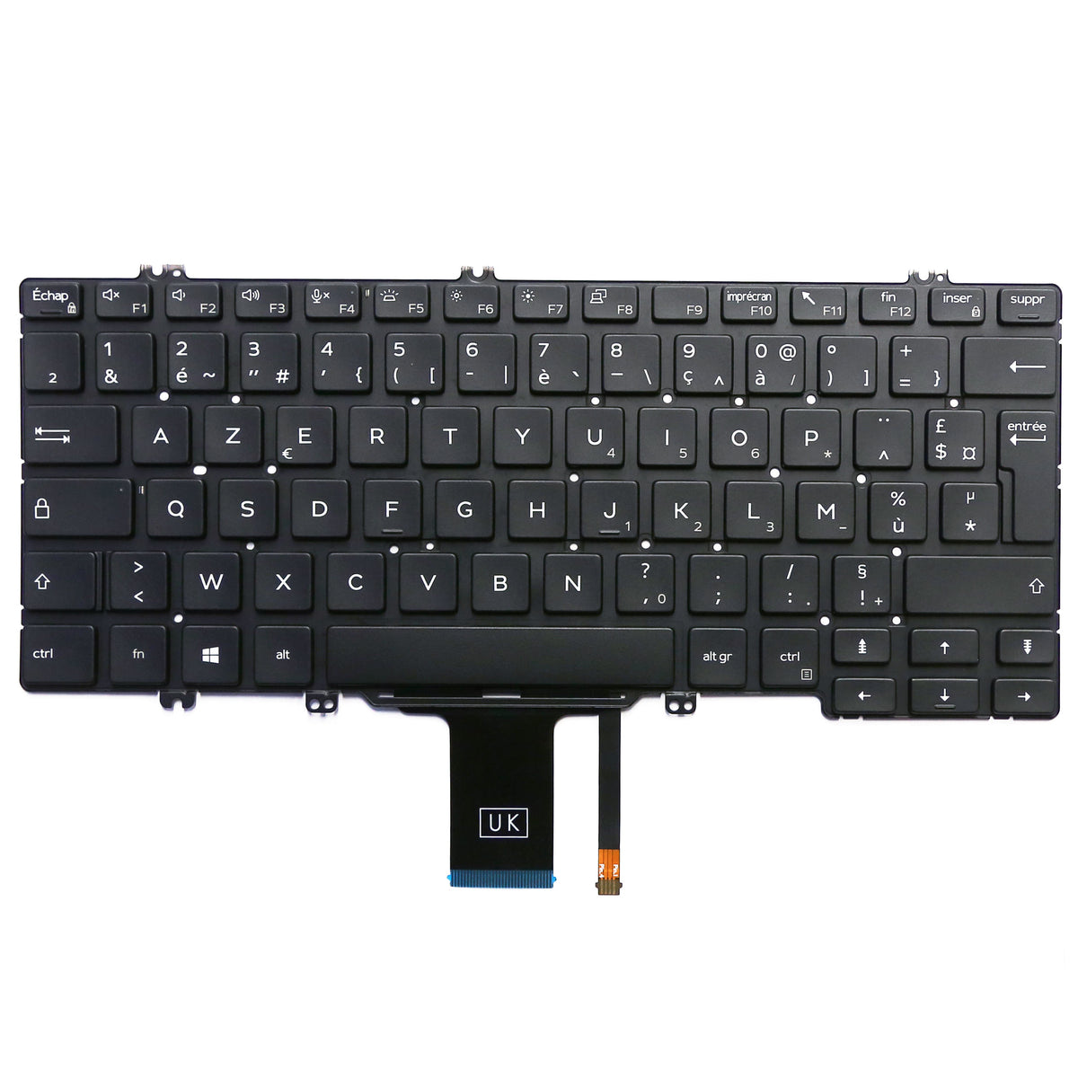 CLAVIER FRANÇAIS AZERTY POUR PC PORTABLE DELL LATITUDE 5300 / 5310 / 7300 - 102-18G36LHD01 / 0MFDCT + rétro