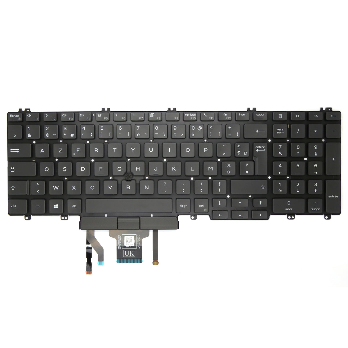CLAVIER FRANÇAIS AZERTY POUR PC PORTABLE DELL LATITUDE 5500 / 5501 / 5510 / 5511 + rétro + TRACKPOINT