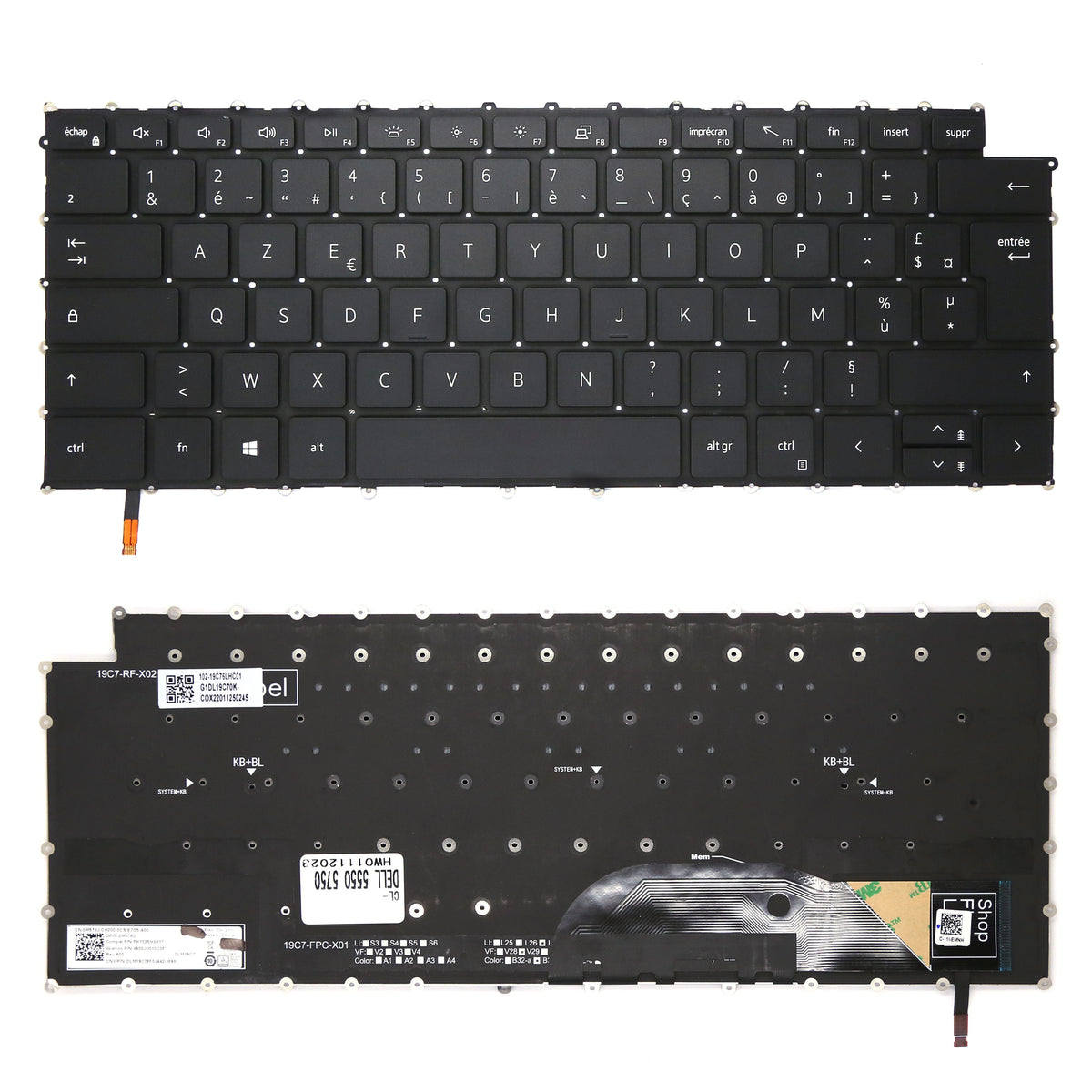 CLAVIER FRANÇAIS AZERTY POUR PC PORTABLE DELL PRECISION 5550 / 5560 / 5570 - 0M5T8J / NSK-QL2BWIC + rétro-1