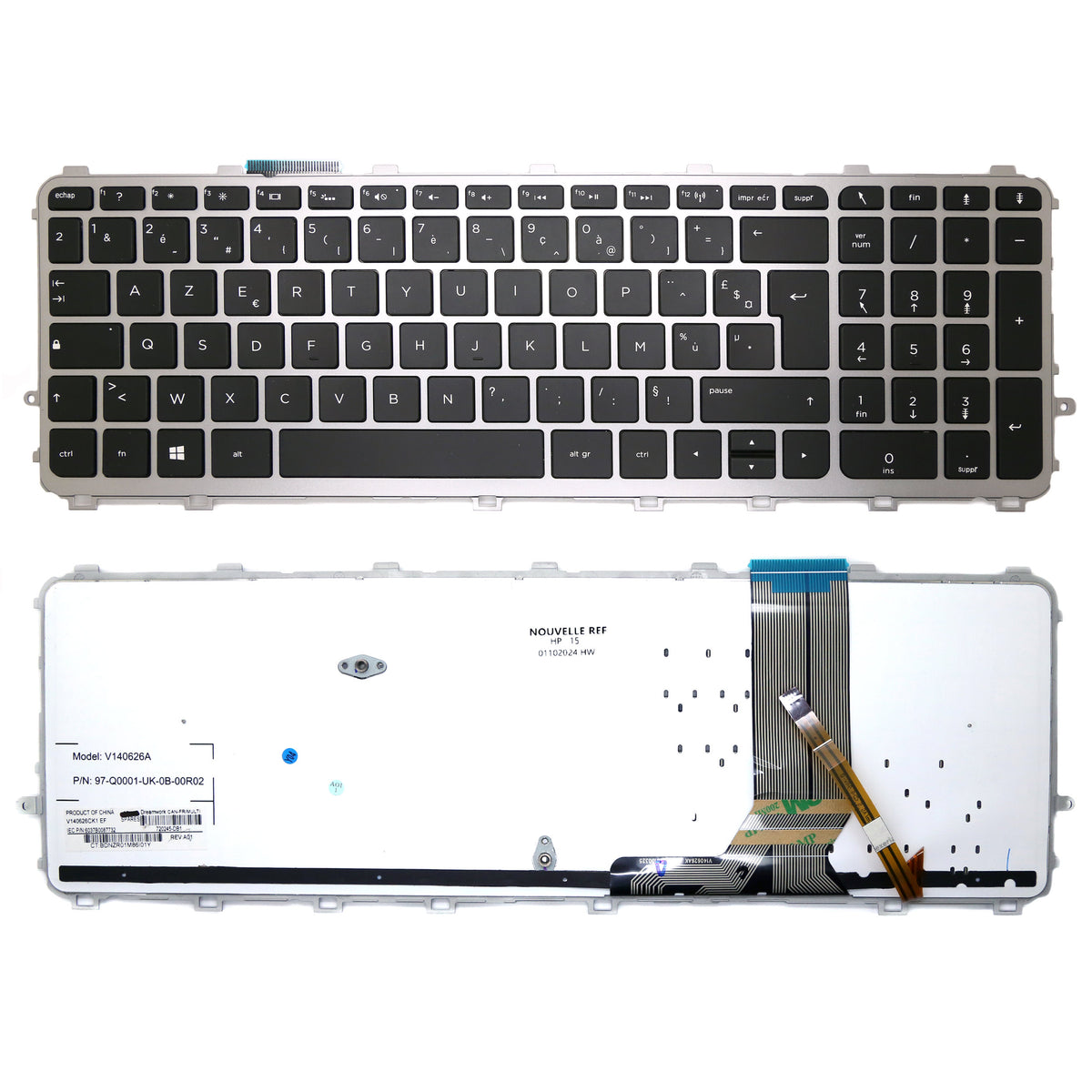 CLAVIER FRANÇAIS AZERTY POUR PC PORTABLE HP ENVY 15-J000 / 15Z-J000 / 15T-J000 / 15T-J100 SERIES + rétro