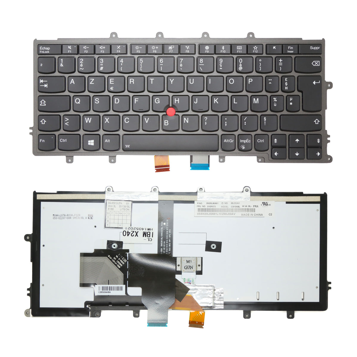 CLAVIER FRANÇAIS AZERTY POUR PC PORTABLE LENOVO THINKPAD X240 / X240S / X250 / X260 / X270 + rétro + TRACKPOINT