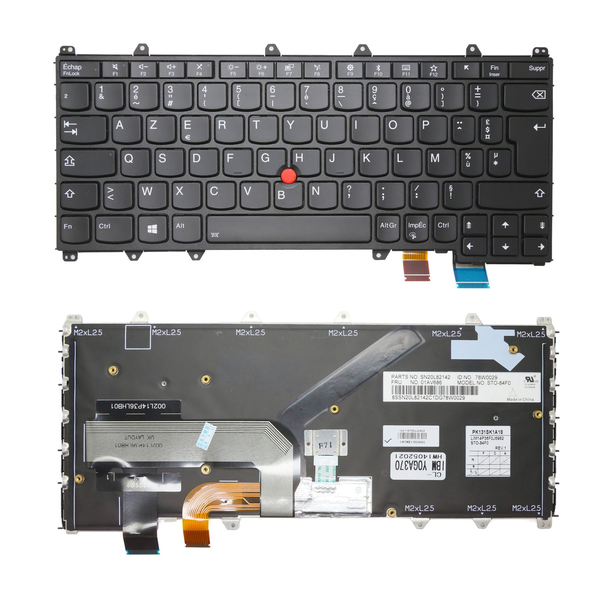 CLAVIER FRANÇAIS AZERTY POUR PC PORTABLE LENOVO THINKPAD YOGA 370 TYPE 20JH 20JJ