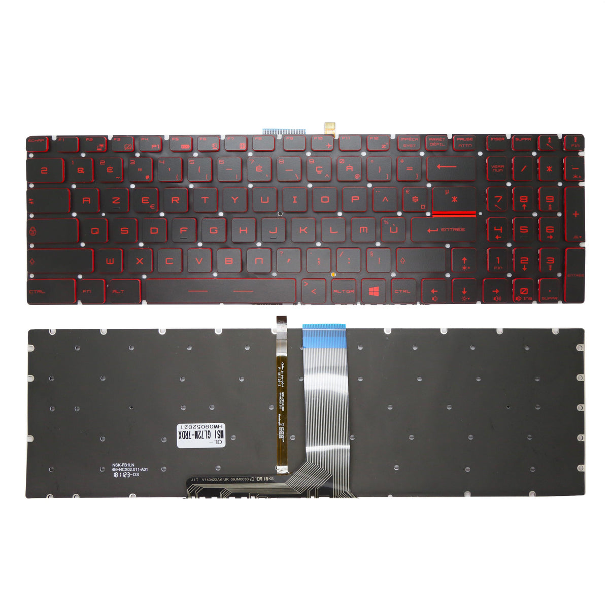 CLAVIER FRANÇAIS AZERTY POUR PC PORTABLE MSI GL62M / GL62MVR / GL63 / GL72M / GL73