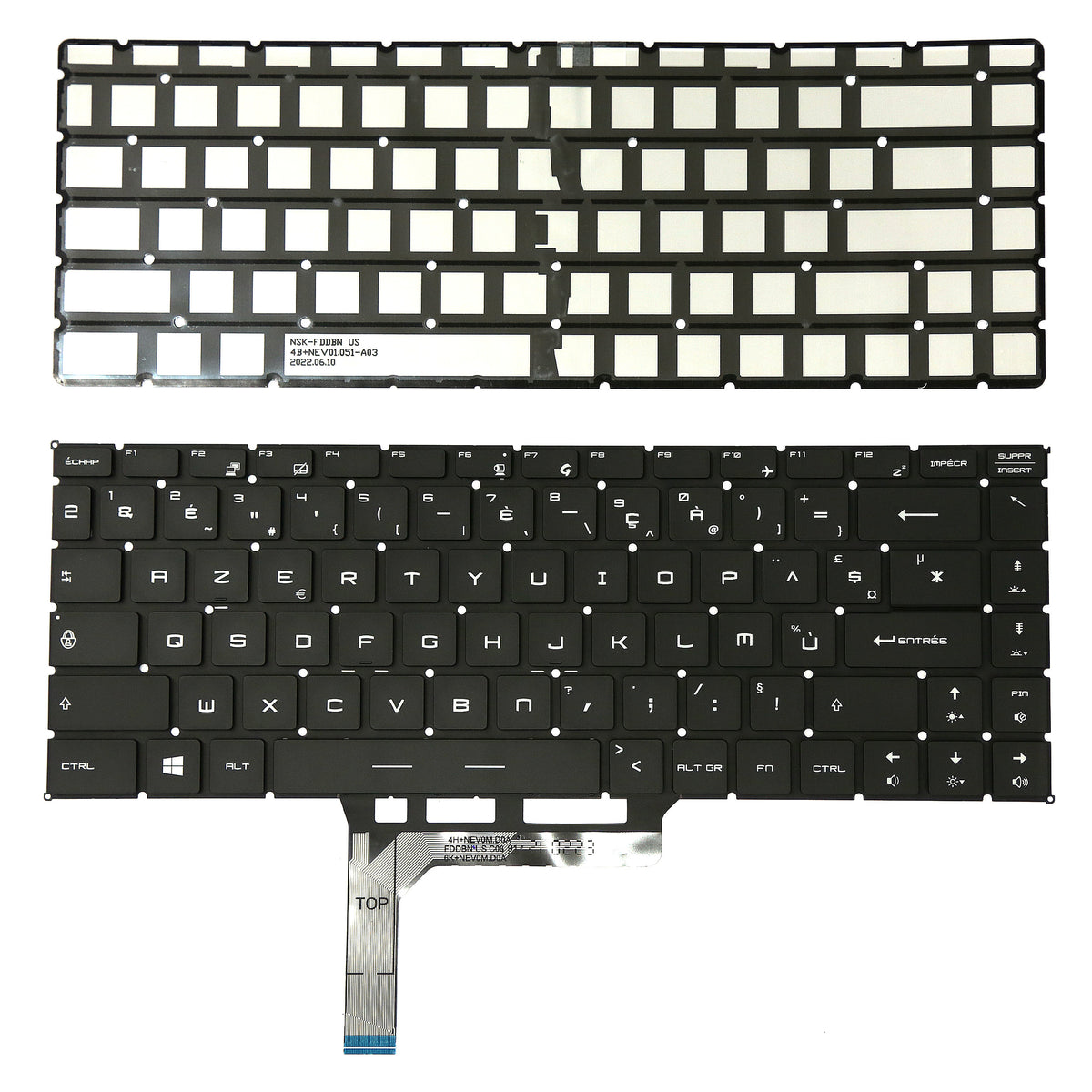CLAVIER FRANÇAIS AZERTY POUR PC PORTABLE MSI GS65 / GS65VR - NSK-FDABN / 9Z.NEVBN.A01