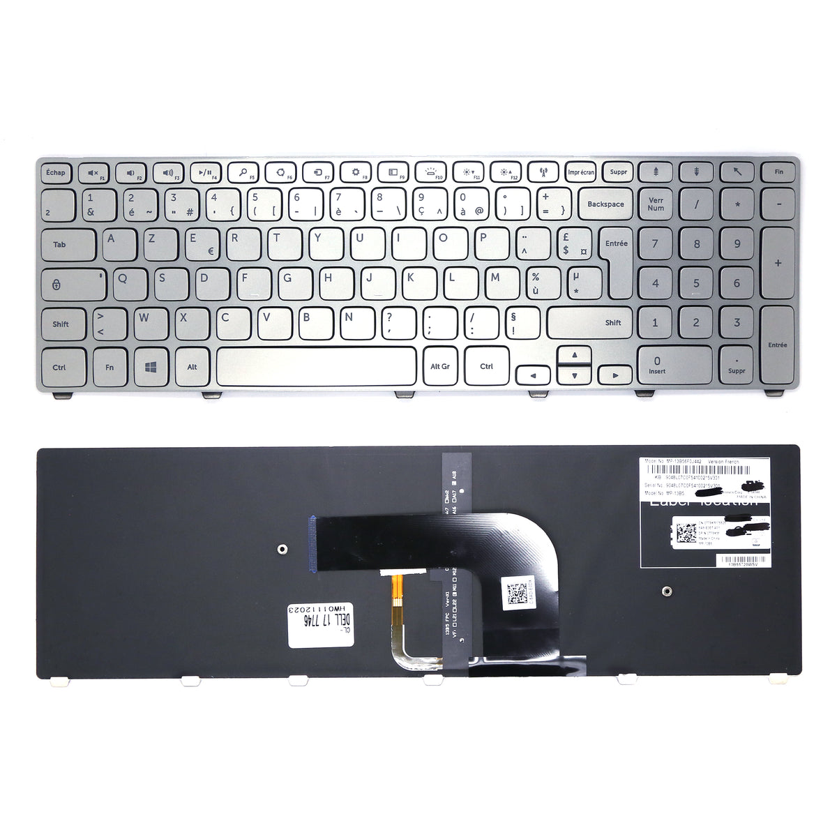 CLAVIER FRANÇAIS AZERTY POUR PC PORTABLE DELL INSPIRON 17 7000 / 7737 / 7746 - 0T78KM / MP-13B5 + rétro