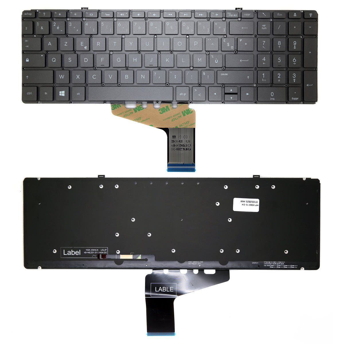 CLAVIER FRANÇAIS AZERTY POUR PC PORTABLE HP SPECTRE X360 15-CH / 15T-CH000 / 15-DF - 9Z.NEZLN.H01 + rétro-2