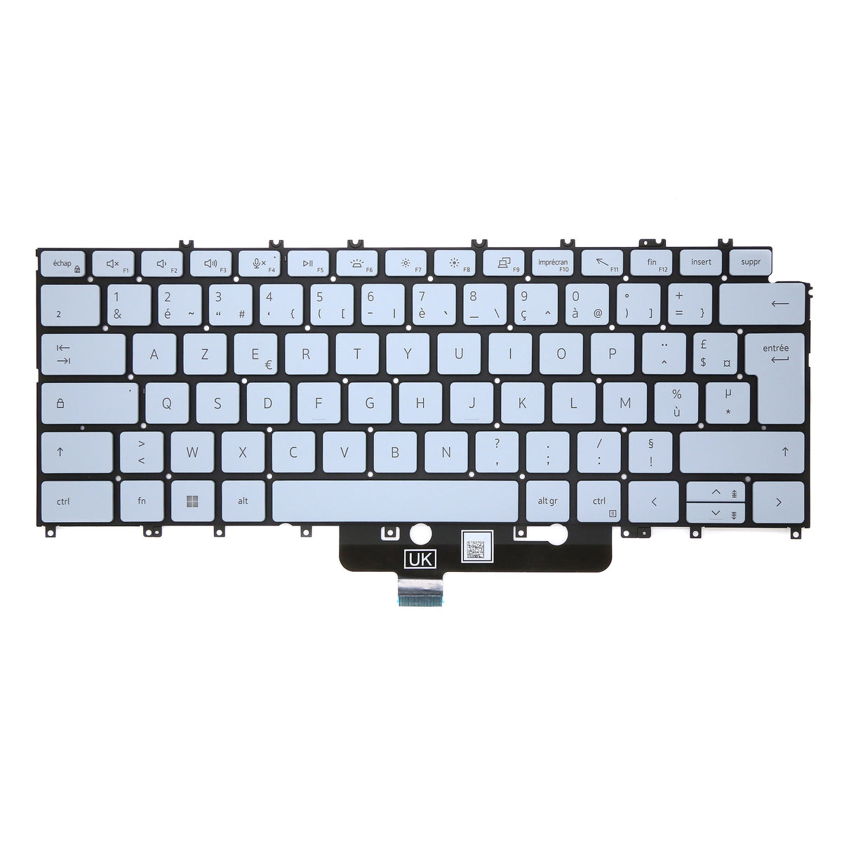 CLAVIER FRANÇAIS AZERTY POUR PC PORTABLE DELL XPS 13 - 9315 - 08HP05 / NSK-DERABC / PK133Q72A17 + rétro