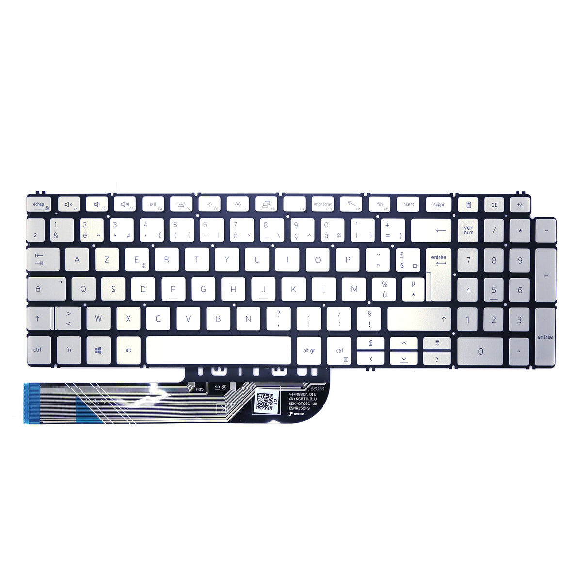 CLAVIER FRANÇAIS AZERTY POUR PC PORTABLE DELL INSPIRON 7500 / 7501 / 7506 / 7590 / 7591 / 7706 / 7791 + rétro 0TJFR5