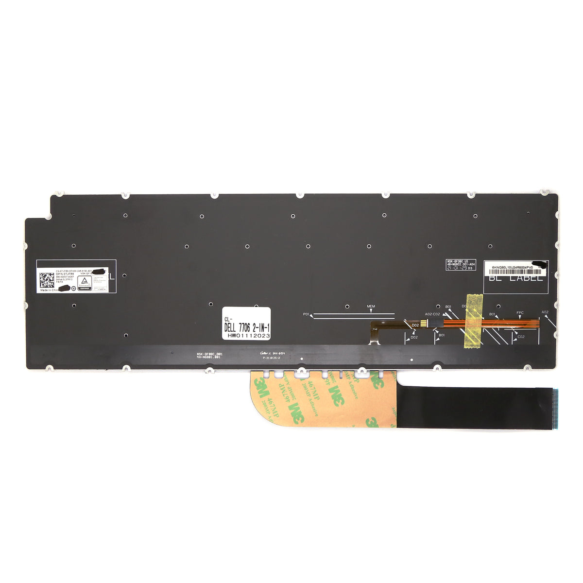 CLAVIER FRANÇAIS AZERTY POUR PC PORTABLE DELL INSPIRON 7500 / 7501 / 7506 / 7590 / 7591 / 7706 / 7791 + rétro 0TJFR5-2