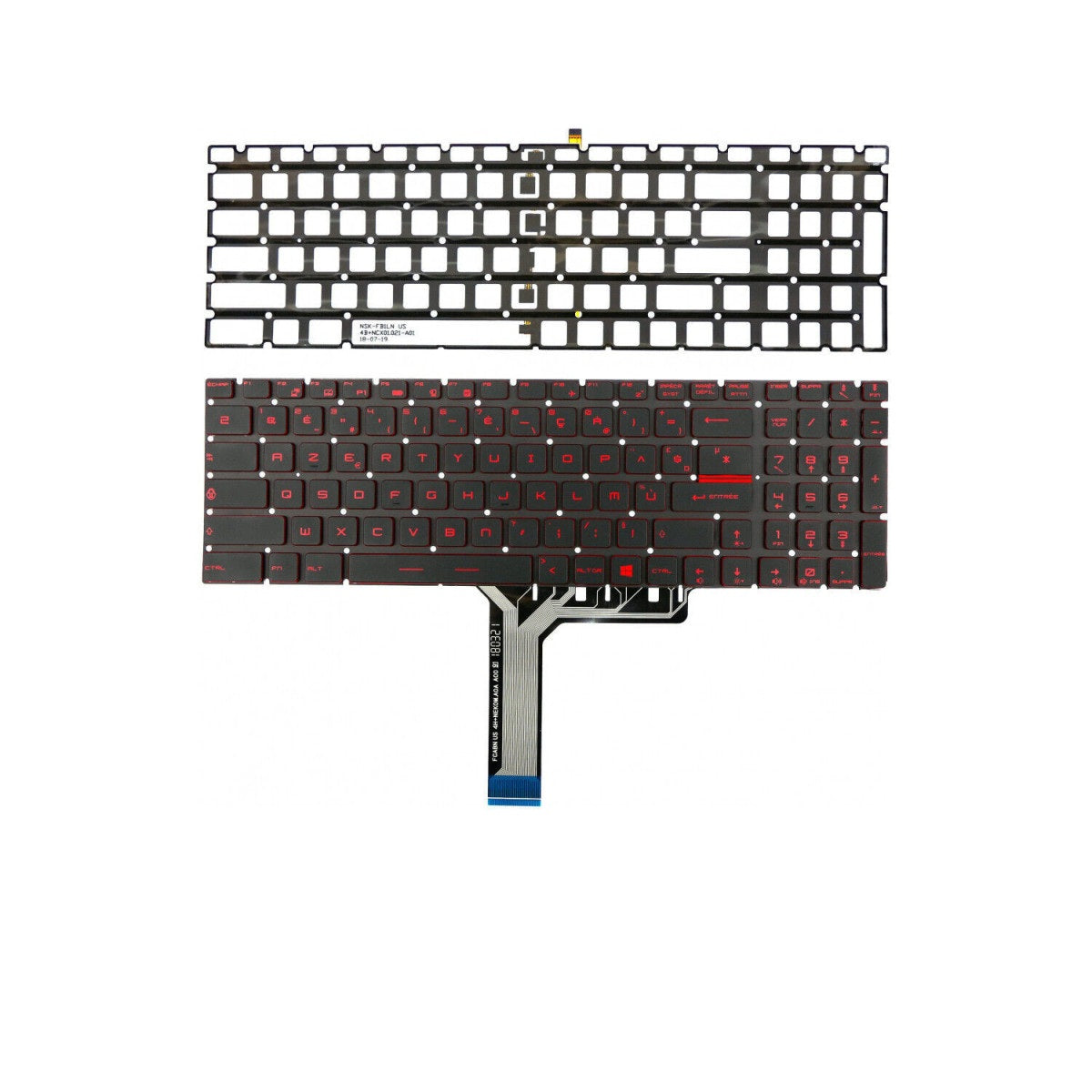 CLAVIER FRANÇAIS AZERTY POUR PC PORTABLE MSI GS60 / GT72 / GT73VR / GS63VR / GL62 / GE62 / GT62 / WS60 / MS-16JB / GV62VR 7RF / GV72VR 7RF