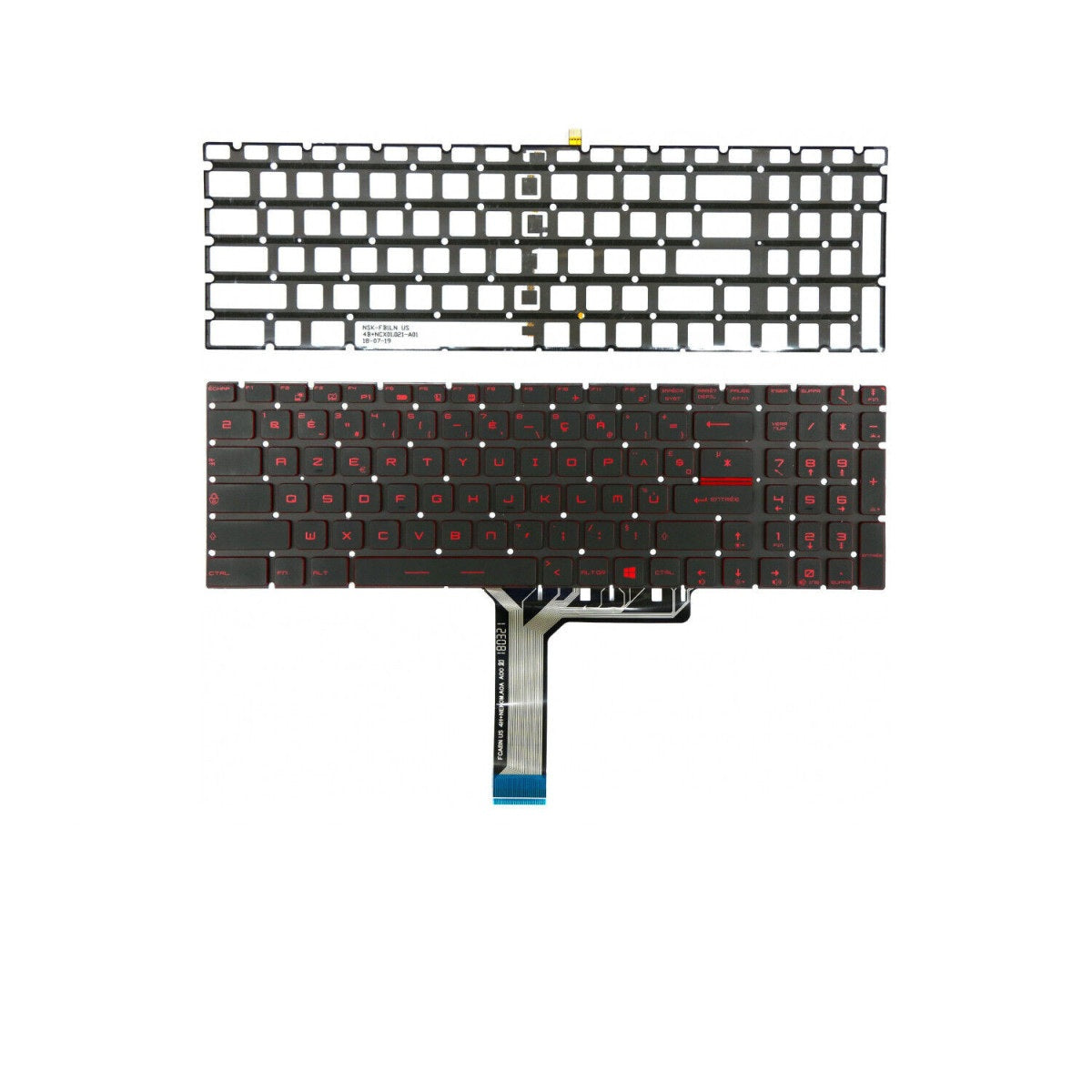 CLAVIER FRANÇAIS AZERTY POUR PC PORTABLE MSI GL73-8RC / GL73-8RD / GL73-8RE / GL73-8SE - NSK-FB1LN / NSK-FB1BN / 9Z.NCXBN.11D