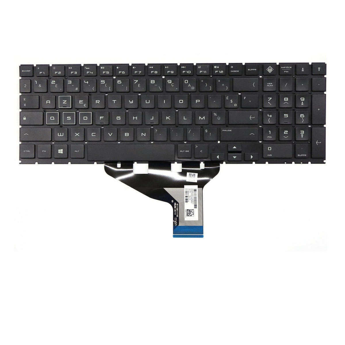 CLAVIER FRANÇAIS AZERTY POUR PC PORTABLE HP OMEN 15-DC SERIES - 910300206930 / 910300193270 + rétro blanc-1
