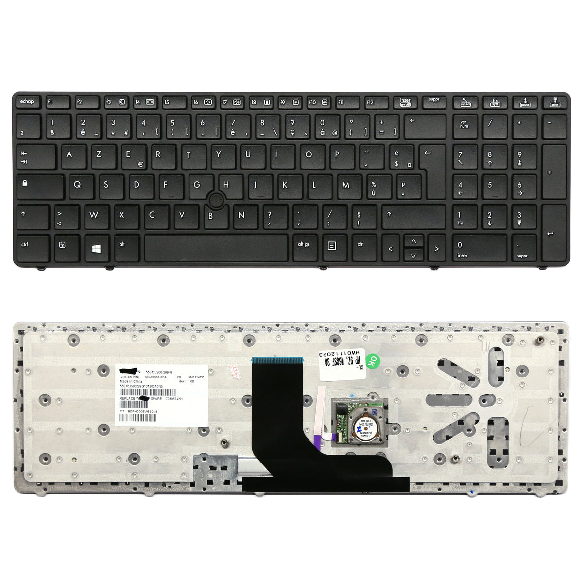 CLAVIER FRANÇAIS AZERTY POUR PC PORTABLE HP PROBOOK 6560B / 6565B / 8560P + TRACKPOINT-1
