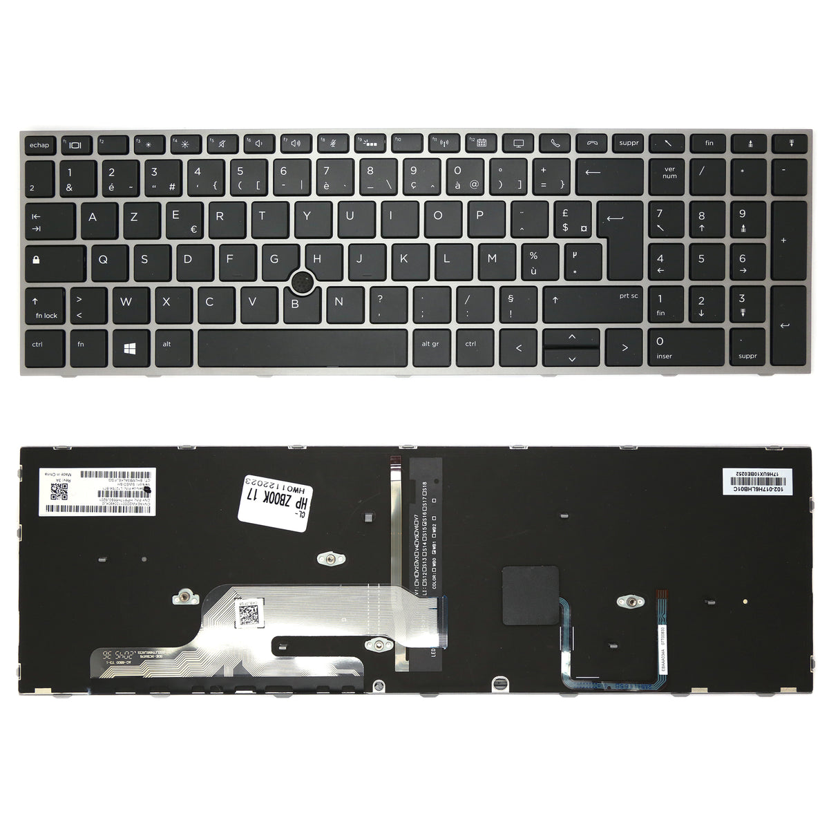 CLAVIER FRANÇAIS AZERTY POUR PC PORTABLE HP ZBOOK 15 G5 / 15 G6 - L12765-B71 / L12764-BB2 / L29635-091 + rétro + TRACKPOINT