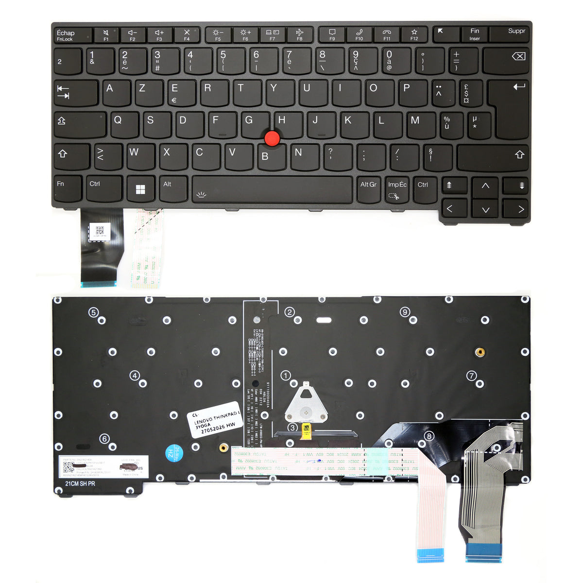 CLAVIER FRANÇAIS AZERTY POUR PC PORTABLE LENOVO THINKPAD X13 GEN 2 / X13 GEN 3 + rétro