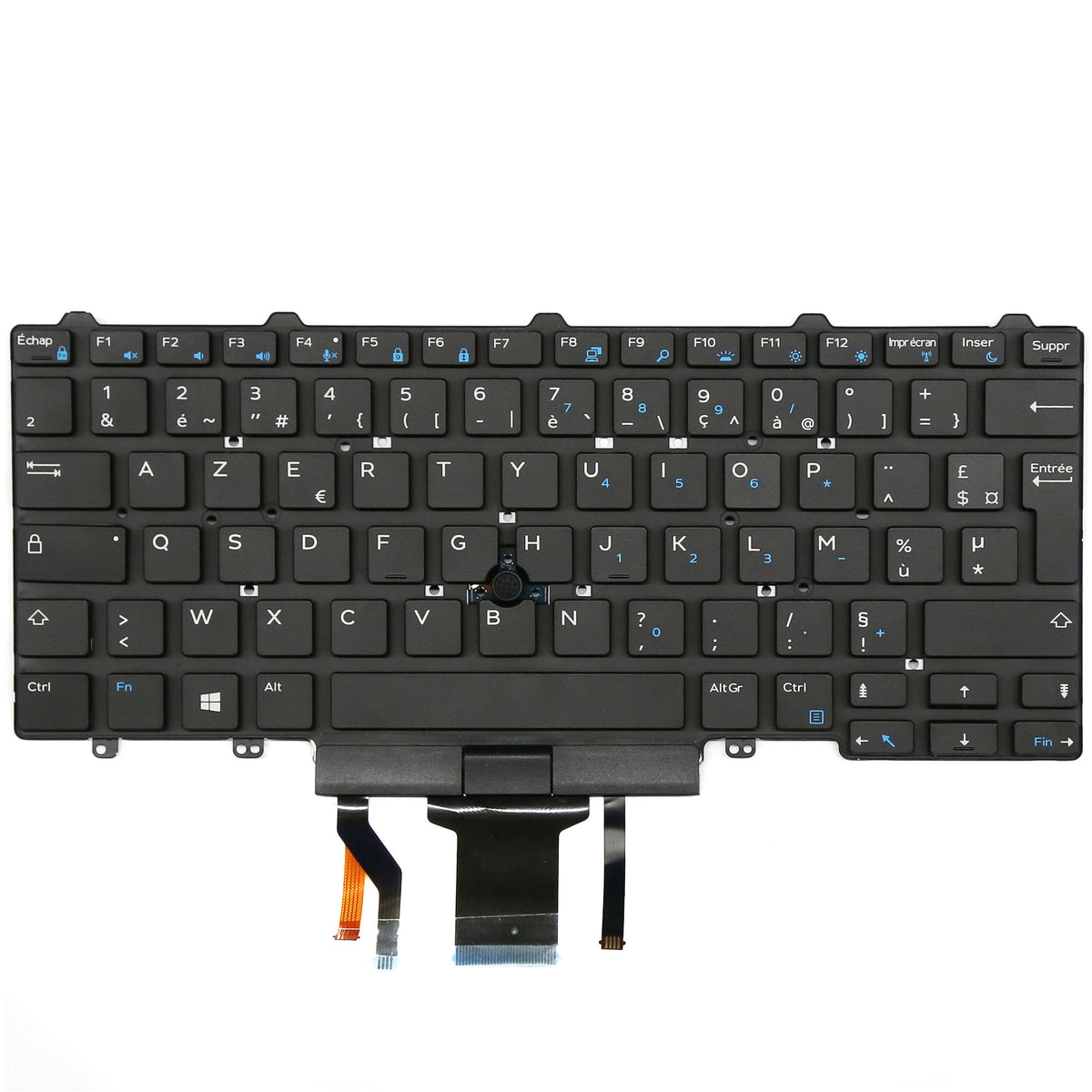CLAVIER FRANÇAIS AZERTY POUR PC PORTABLE DELL LATITUDE E5450 / 5490 / E7450 / 7480 / 7490 - 0W93F7 + rétro + TRACKPOINT