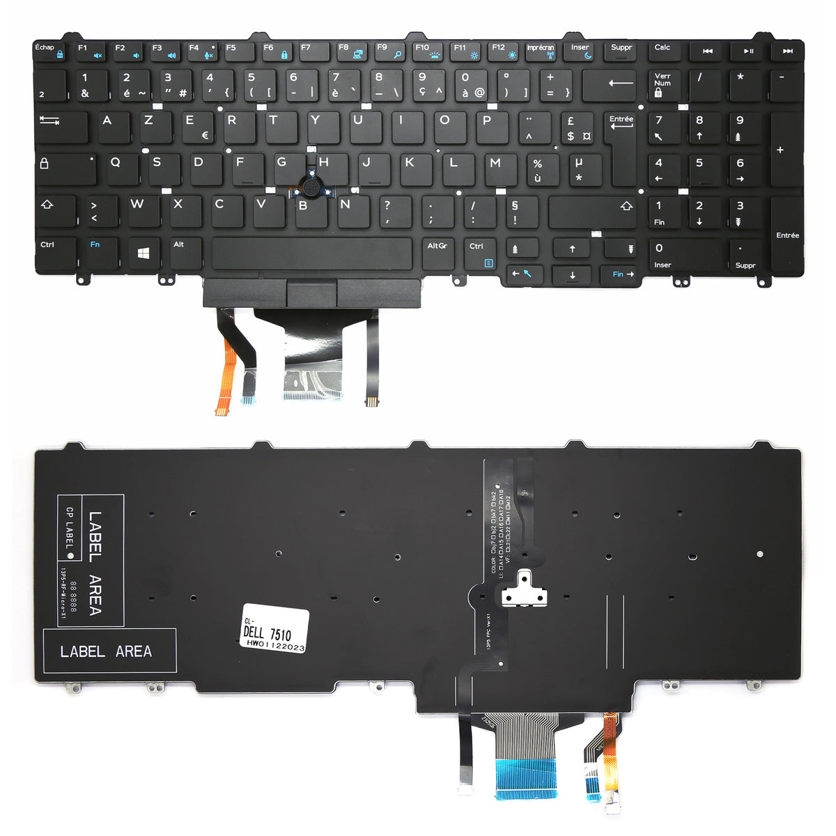 CLAVIER FRANÇAIS AZERTY POUR PC PORTABLE DELL PRECISION 7510 / 7520 / 7530 / 7540 + rétro + TRACKPOINT